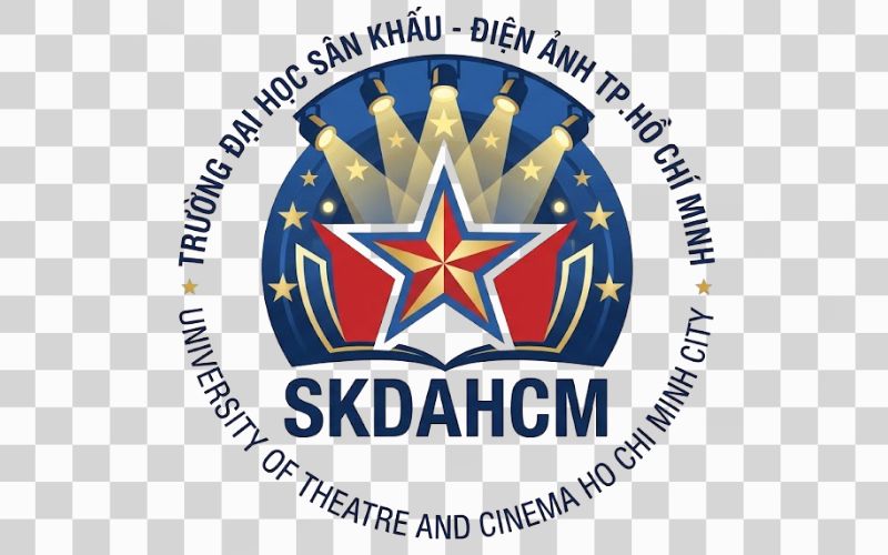 Logo SKDAHCM kết hợp biểu tượng ánh đèn sân khấu
