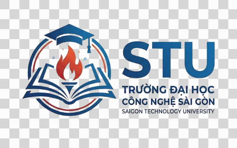 Logo STU kết hợp biểu tượng giáo dục và tri thức