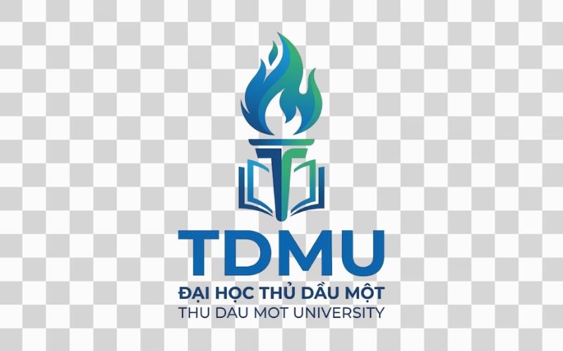 Logo TDMU kết hợp biểu tượng ngọn đuốc học thuật
