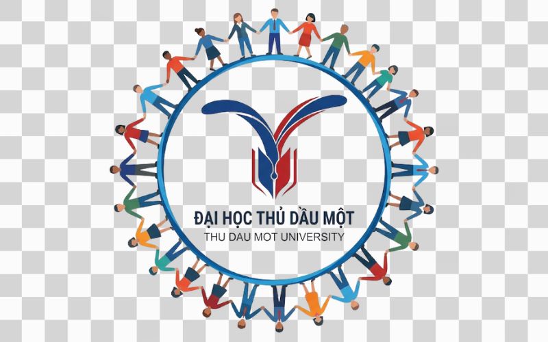 Logo TDMU kết hợp biểu tượng vòng tròn đoàn kết