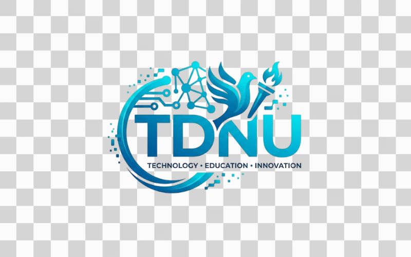 Logo TDNU kết hợp màu xanh công nghệ