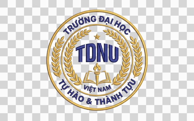 Logo TDNU kết hợp vòng nguyệt quế thành tựu