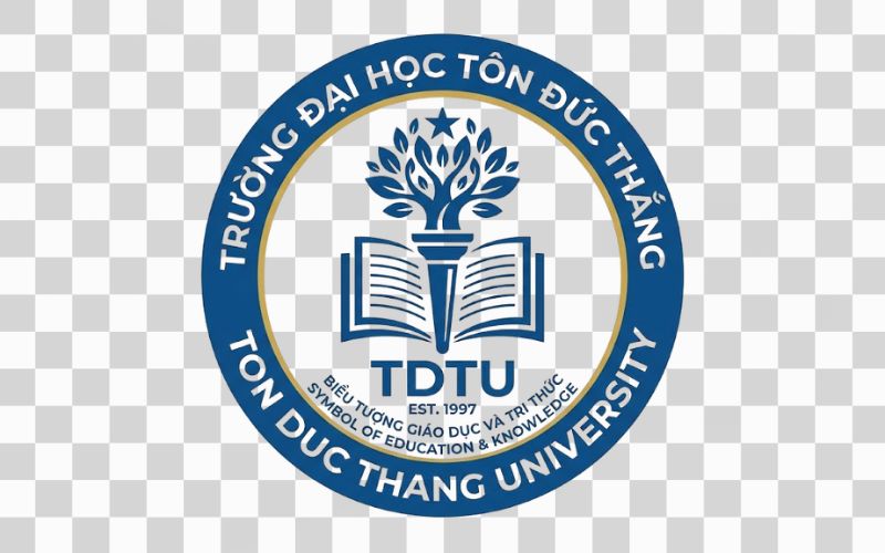 Logo TDTU kết hợp biểu tượng giáo dục và tri thức