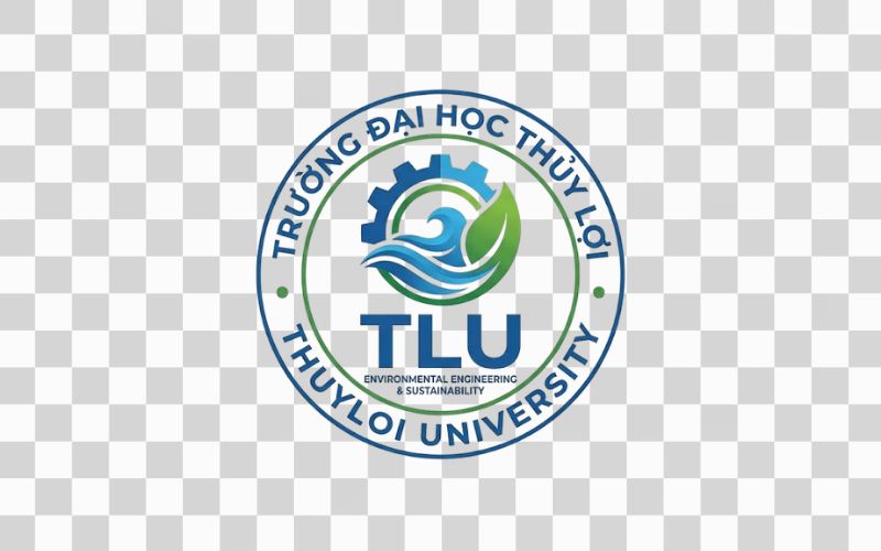 Logo TLU kết hợp biểu tượng kỹ thuật và môi trường