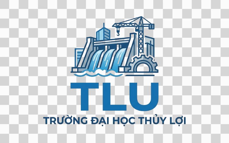 Logo TLU kết hợp đập nước và kỹ thuật xây dựng