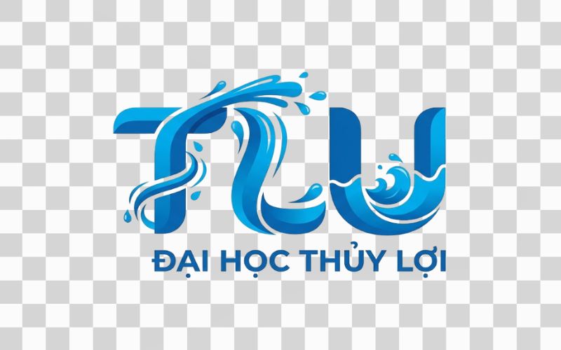 Logo TLU kết hợp dòng chảy và nước