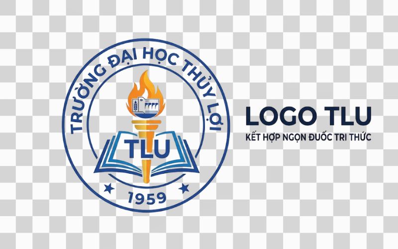 Logo TLU kết hợp ngọn đuốc tri thức