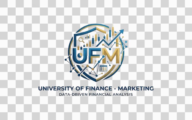 Logo UFM kết hợp đồ thị tài chính và phân tích dữ liệu
