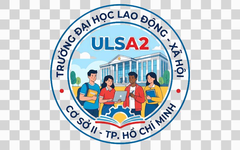 Logo ULSA2 kết hợp hình ảnh sinh viên và môi trường học tập