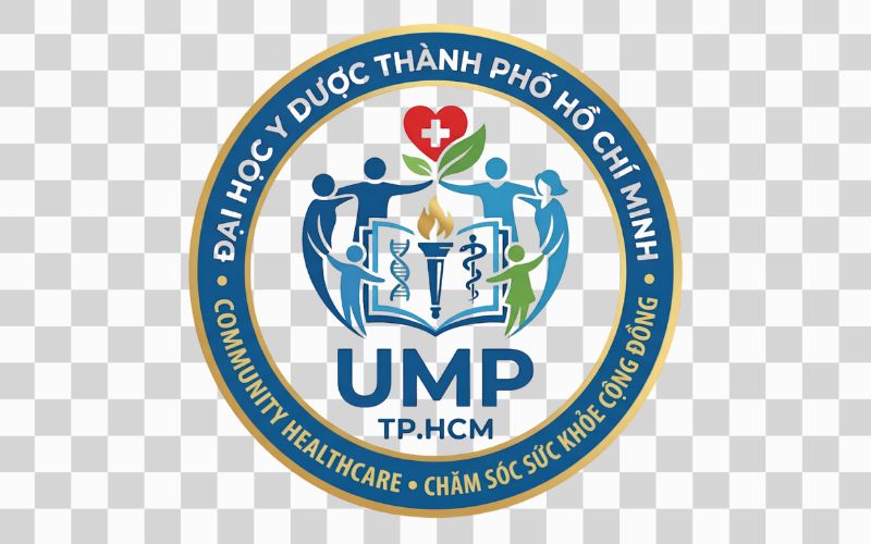 Logo UMP kết hợp biểu tượng chăm sóc sức khỏe cộng đồng