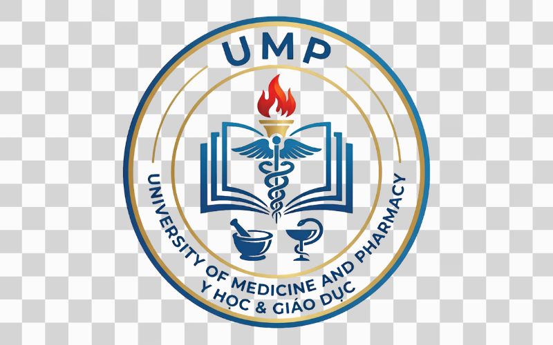 Logo UMP kết hợp biểu tượng y học và giáo dục