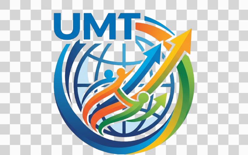Logo UMT kết hợp hình ảnh địa cầu và tinh thần hội nhập