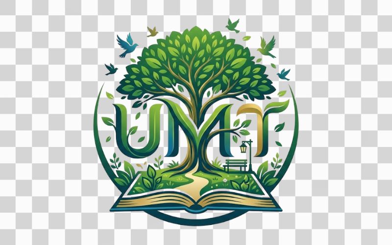 Logo UMT kết hợp hình ảnh thiên nhiên và không gian học tập xanh