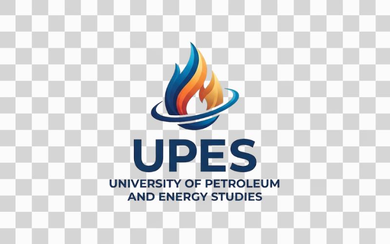 Logo UPES kết hợp biểu tượng ngọn lửa nhiệt huyết