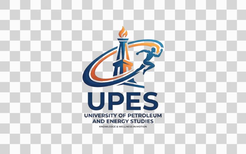 Logo UPES kết hợp biểu tượng trường học và thể chất