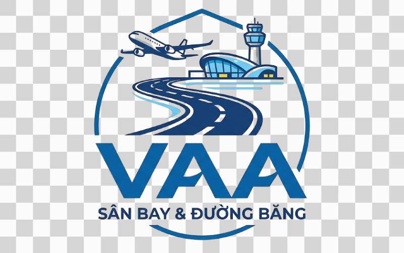 Logo VAA kết hợp hình ảnh sân bay và đường băng