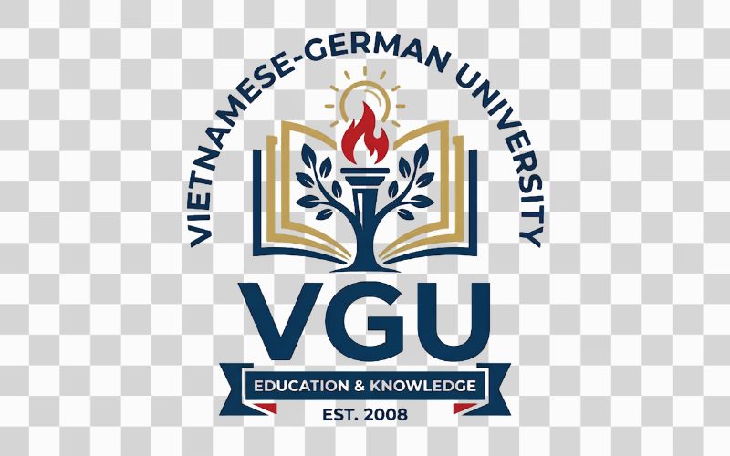 Logo VGU kết hợp biểu tượng giáo dục và tri thức