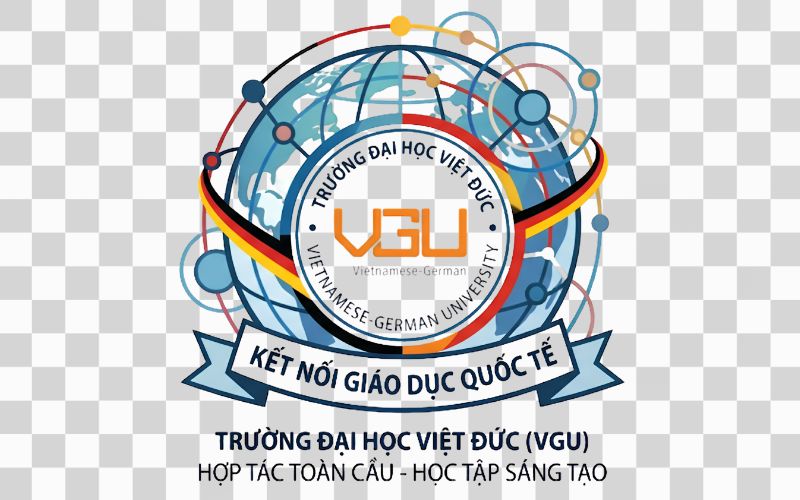 Logo VGU kết hợp biểu tượng kết nối giáo dục quốc tế