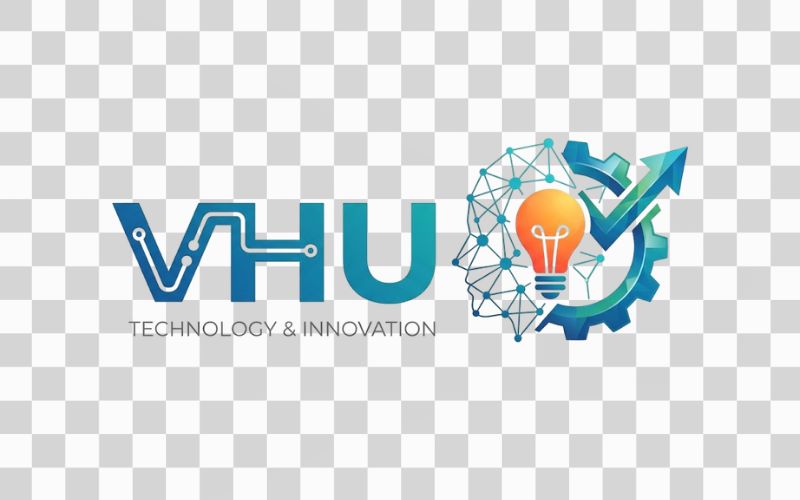 Logo VHU kết hợp biểu tượng công nghệ và đổi mới