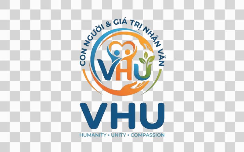 Logo VHU kết hợp hình ảnh con người và giá trị nhân văn