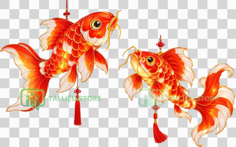 Đèn lồng cá chép tông đỏ may mắn