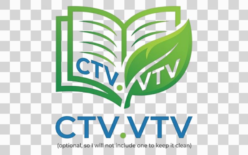 Logo CTV.VTV kết hợp quyển sách và chiếc lá