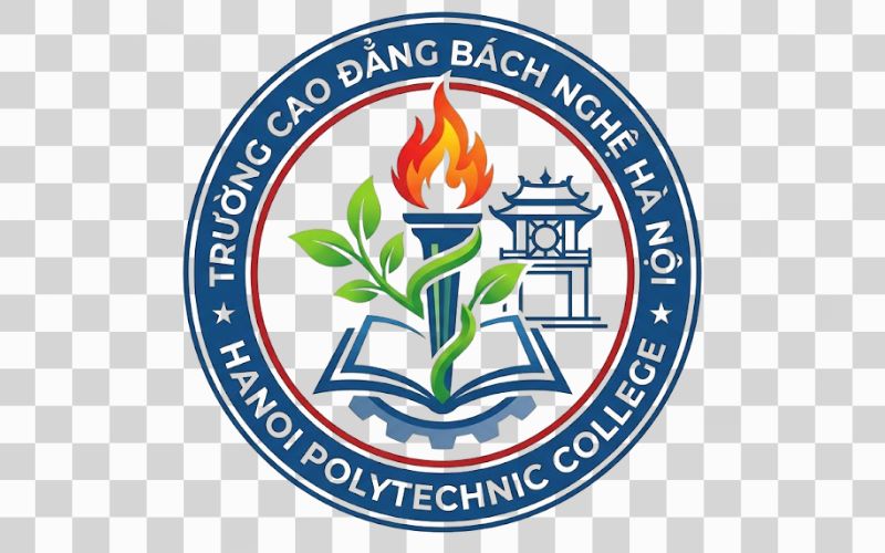 Logo Cao đẳng Bách nghệ Hà Nội kết hợp ngọn đuốc và mầm xanh