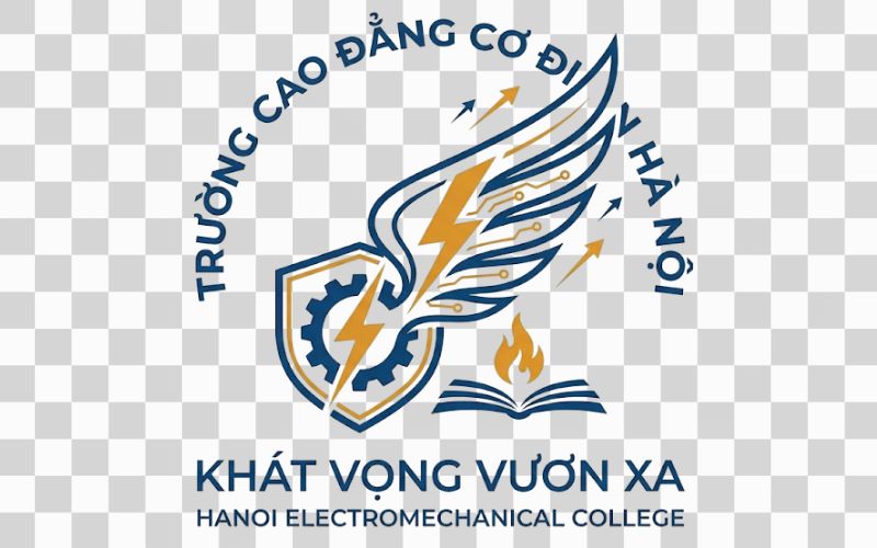Logo Cao đẳng Cơ điện Hà Nội kết hợp cánh chim với khát vọng vươn xa