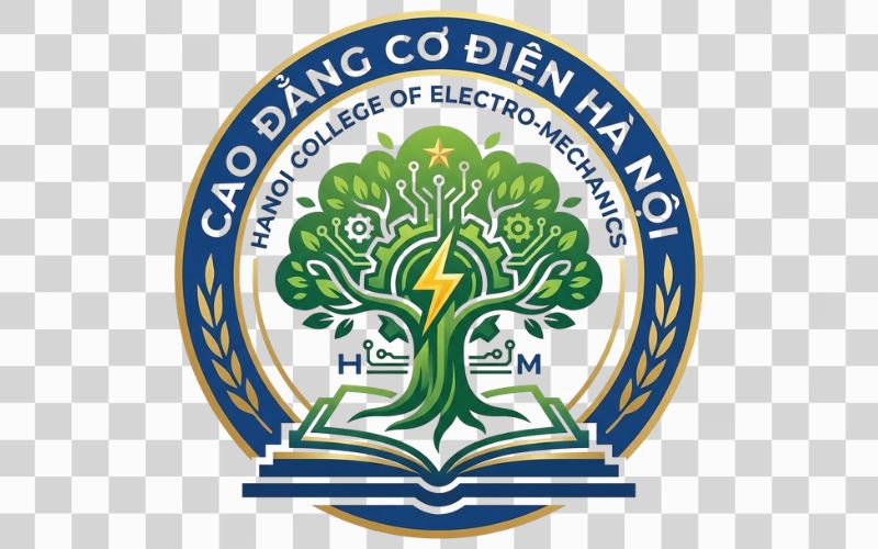 Logo Cao đẳng Cơ điện Hà Nội kết hợp cây xanh với nền tảng giáo dục vững chắc
