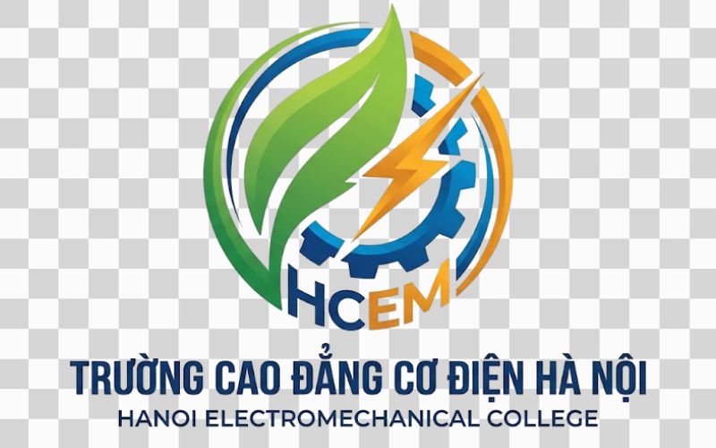 Logo Cao đẳng Cơ điện Hà Nội kết hợp chiếc lá với tinh thần đổi mới
