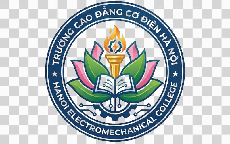 Logo Cao đẳng Cơ điện Hà Nội kết hợp hoa sen với vẻ đẹp tri thức