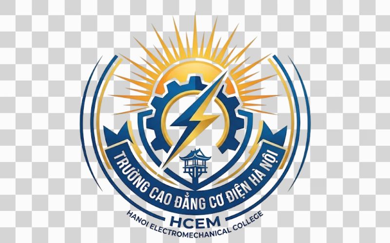 Logo Cao đẳng Cơ điện Hà Nội kết hợp mặt trời với ánh sáng của tri thức