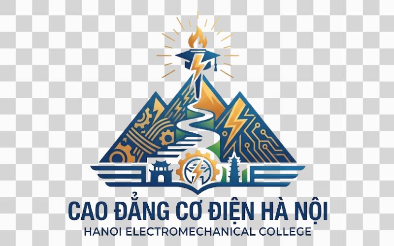 Logo Cao đẳng Cơ điện Hà Nội kết hợp núi non với ý chí học tập