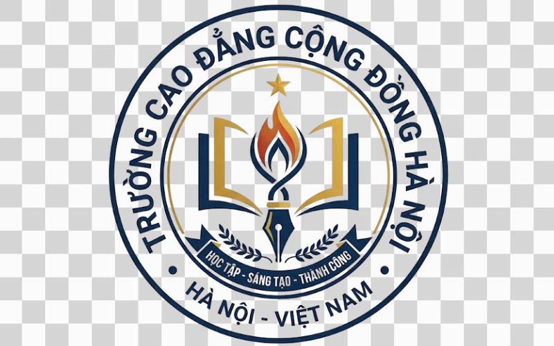 Logo Cao đẳng Cộng đồng Hà Nội kết hợp bút viết với tinh thần học tập
