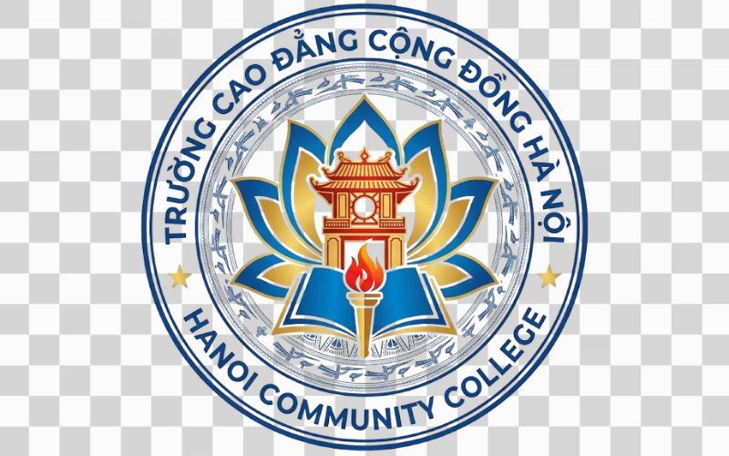 Logo Cao đẳng Cộng đồng Hà Nội kết hợp hoa sen với nét đẹp giáo dục Việt Nam