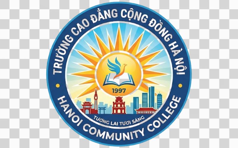 Logo Cao đẳng Cộng đồng Hà Nội kết hợp mặt trời với tương lai tươi sáng