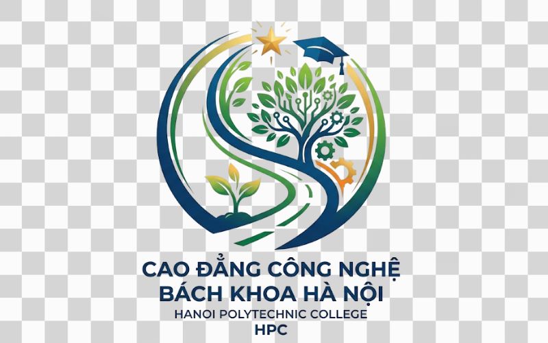 Logo Cao đẳng Công nghệ Bách khoa Hà Nội kết hợp lá non và hành trình trưởng thành