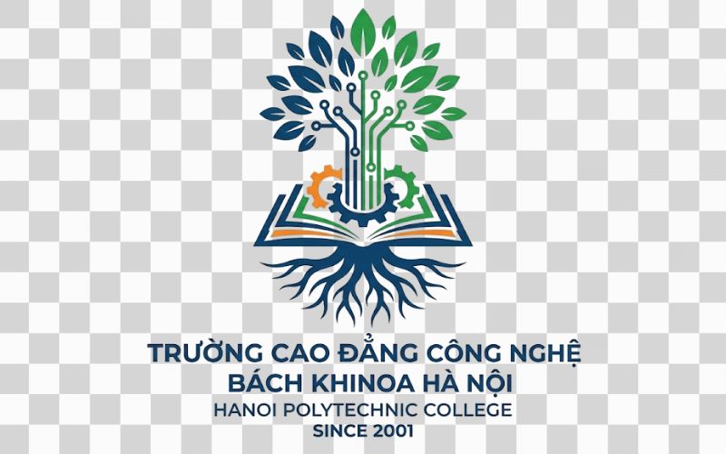 Logo Cao đẳng Công nghệ Bách khoa Hà Nội kết hợp rễ cây và nền tảng tri thức