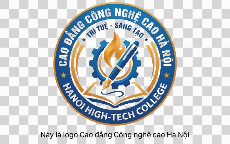 Logo Cao đẳng Công nghệ cao Hà Nội kết hợp bút viết