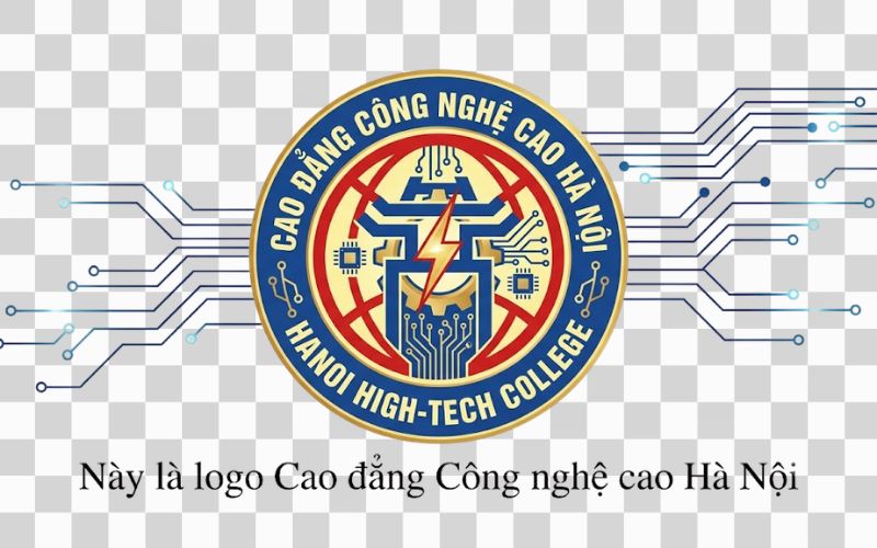 Logo Cao đẳng Công nghệ cao Hà Nội kết hợp mạch điện