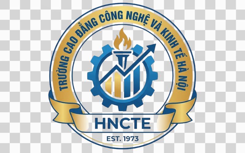 Logo Cao đẳng Công nghệ và Kinh tế Hà Nội kết hợp biểu đồ kinh tế