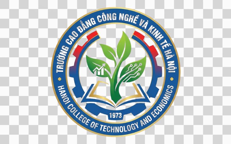 Logo Cao đẳng Công nghệ và Kinh tế Hà Nội kết hợp mầm cây vươn lên