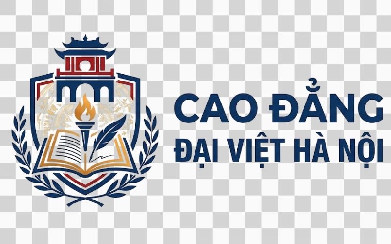 Logo Cao đẳng Đại Việt Hà Nội kết hợp biểu tượng giáo dục và tri thức