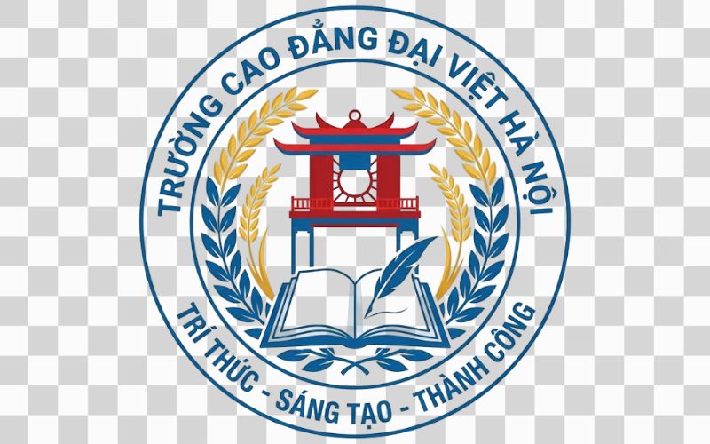 Logo Cao đẳng Đại Việt Hà Nội kết hợp hình ảnh quyển sách