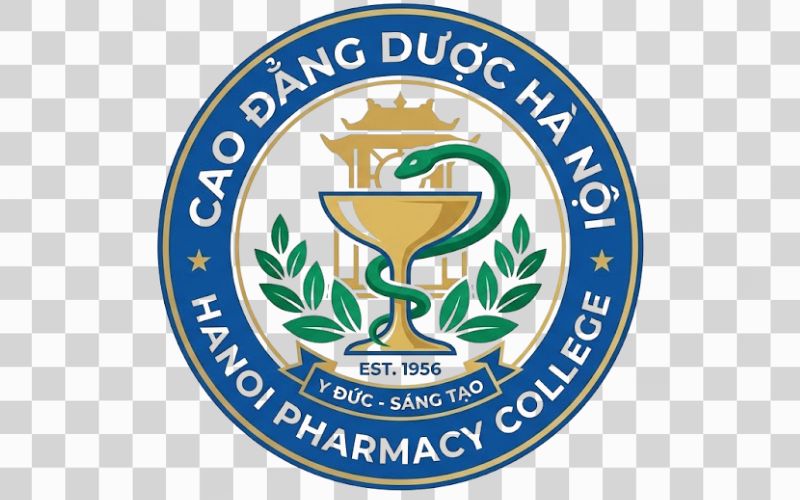 Logo Cao đẳng Dược Hà Nội kết hợp chiếc cốc và rắn ngành Dược