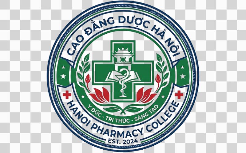 Logo Cao đẳng Dược Hà Nội kết hợp chữ thập y tế
