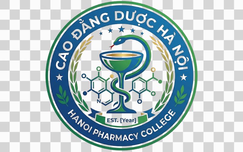 Logo Cao đẳng Dược Hà Nội kết hợp phân tử hóa học