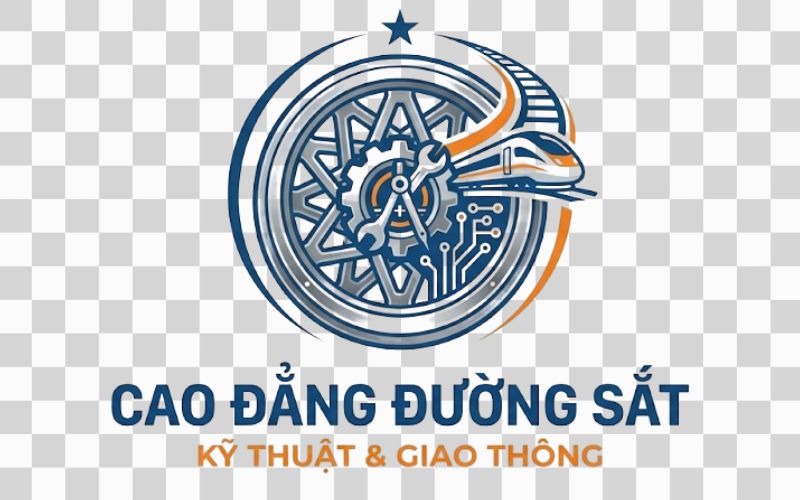 Logo Cao đẳng Đường sắt kết hợp hình ảnh bánh xe và ngành kỹ thuật