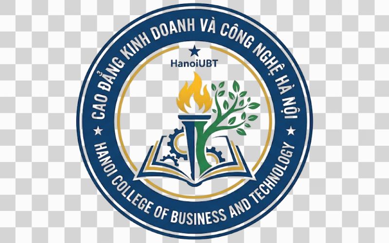 Logo Cao đẳng Kinh doanh và Công nghệ Hà Nội kết hợp hình ảnh cây xanh