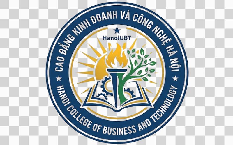 Logo Cao đẳng Kinh doanh và Công nghệ Hà Nội kết hợp hình ảnh mặt trời